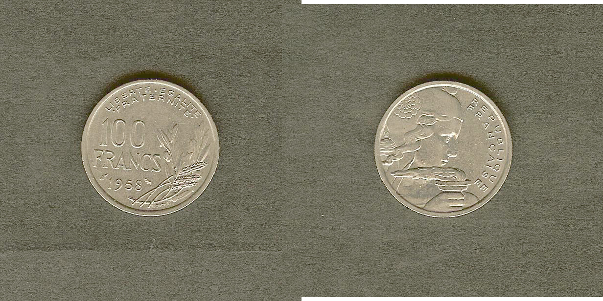 100 francs Cochet, chouette 1958 SUP à SUP+